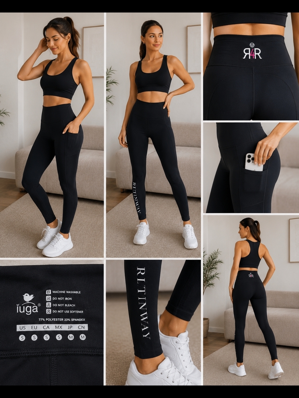 IUGA Black High Waist Yoga Leggings R4R